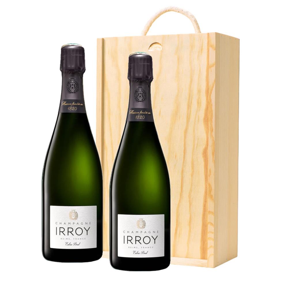 Irroy Extra Brut Champagne 75cl Twin Pine Wooden Gift Box (2x75cl)